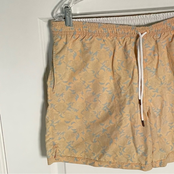 Billy Reid Men's Orange/ Blue Print Swim Trunks Shorts - 35602 - Picture 4 of 11